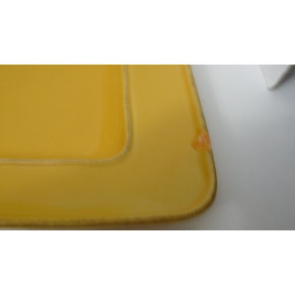 Yellow Rectangular Ceramic Serving Platter Handcrafted In Portugal Microwave & D - Picture 2 of 4